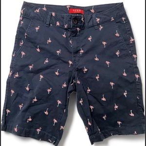 GUESS Navy Blue and Pink Flamingo Pattern Cotton Men’s Size 30 Shorts